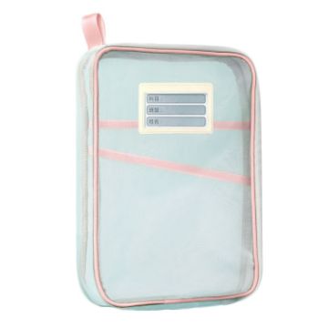 A4 Clear File Bag Pink - Student Books Stationery Storage Mesh Pouch - 1
