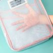 A4 Clear File Bag Pink - Student Books Stationery Storage Mesh Pouch - 9