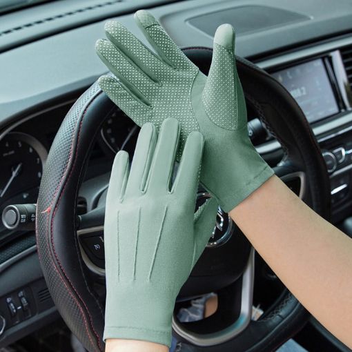 Women's Full Finger Green Outdoor Bicycle Fishing Gloves, Breathable Anti-UV - 1