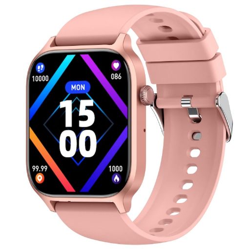 Pink Bluetooth Smart Watch - Large Screen, Heart Rate & Oxygen Monitor, Multi-Sport - 1