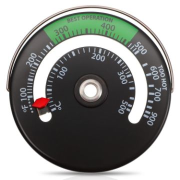Magnetic Fireplace Thermometer Temperature Monitor - Black - 1