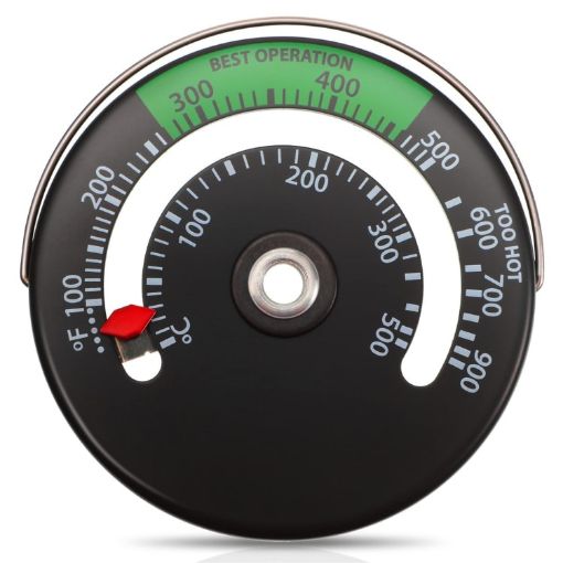 Magnetic Fireplace Thermometer Temperature Monitor - Black - 1