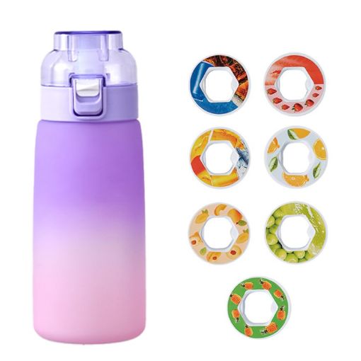 600ml Leak-Proof Scented Water Bottle with 7 Rings, 0 Sugar/Calorie (Purple) - 1