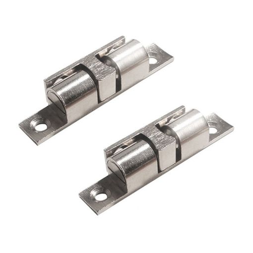 Medium Silver Magnetic Spring Buckle Ball Door Sucker - 2pcs Cabinet - 1
