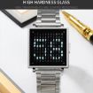 SKMEI Men's Black Steel Band Square Electronic Watch with Letter Display - 4