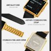 SKMEI Gold Leather Band Square Men Electronic Watch - Multi-function Dial - 6