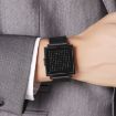 SKMEI Men's Square Electronic Watch, Black Leather Band, Multi-function - 2