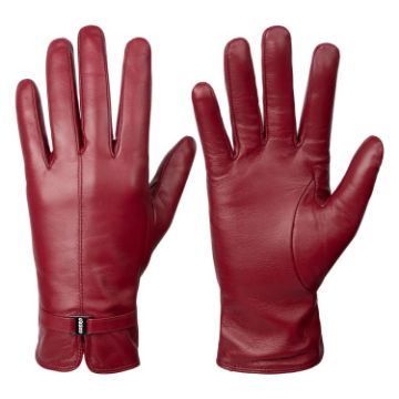 Women's Red Sheepskin Wool Fleece Lined Touchscreen Snow Gloves, Size M - 1