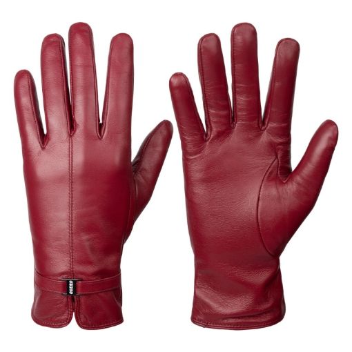 Women's Red Sheepskin Wool Fleece Lined Touchscreen Snow Gloves, Size M - 1