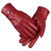 OZERO Women Sheepskin Warm Gloves, Fleece Lined, Size L, Red - 1
