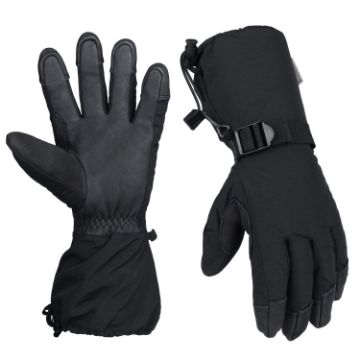 Unisex Black Winter Ski Snow Gloves - Five-Finger Style (Large) - 1