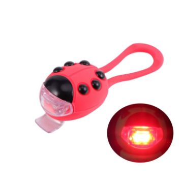 Silicone Ladybug LED Bicycle Headlight - Red Shell & Light - 1