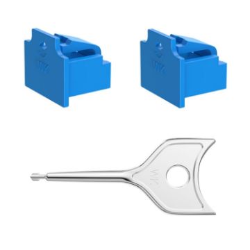 RJ45 Network Port Safety Plug Dustproof Lock, Blue 2 Plugs+1 Key Cover - 1