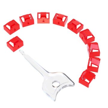 RJ45 Port Anti-theft Lock Dust Plug Set - Red (10 Plugs + 1 Key) - 1