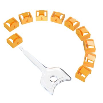 RJ45 Port Anti-theft Lock Dust Plug Set - Yellow (10 Plugs + 1 Key) - 1