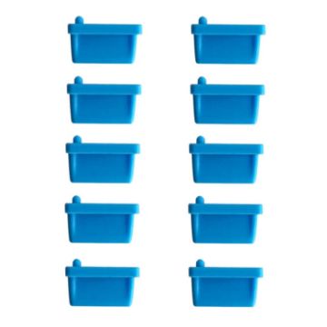 USB 2.0 Female Port Dust Plug Set - 10pcs Silicone Cover, Blue - 1