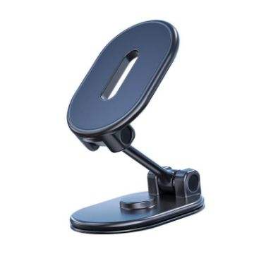 Foldable Magnetic Car Phone Holder - Multi-angle Adjustable Bracket (Black) - 1
