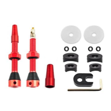 Mountain Road Bike Tubeless Valve 44mm Red French Vacuum Valve - 1