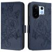 Vivo S30 Pro Mini Dark Blue Embossed Rose RFID Leather Phone Case - 2
