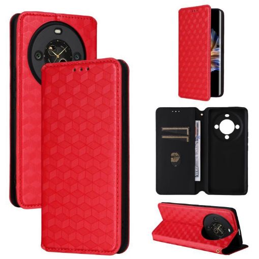 Fossibot S3 Pro Red Flip Leather Phone Case with Cubic Grid Texture - 1