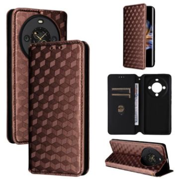 Fossibot S3 Pro Brown Leather Phone Case - Cubic Grid Texture Flip - 1