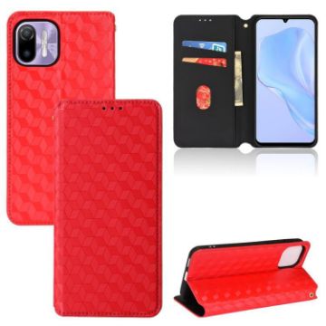Ulefone Note 6/6P/6T Red Flip Leather Case - Cubic Grid Texture - 1