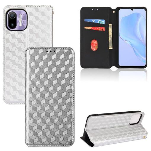 Ulefone Note 6/6P/6T Silver Flip Leather Case - Cubic Grid Texture - 1
