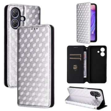 Ulefone Note 21 Silver Flip Leather Phone Case with Cubic Grid Texture - 1