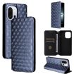 OnePlus 13T Blue Flip Leather Phone Case with Cubic Grid Texture - 1