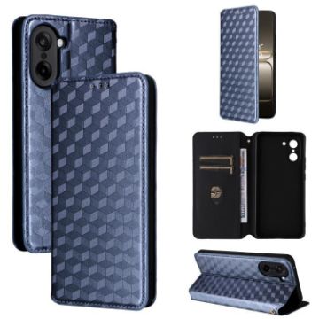 OnePlus Ace 5 Racing Flip Leather Phone Case - Blue Cubic Grid Texture - 1