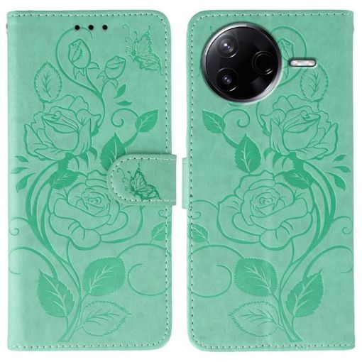 Xiaomi Poco F7 Pro/Redmi K80 Green Rose Butterfly Leather Case - 1