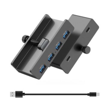 HCL-4A-Pro Aluminum Alloy 4-Port USB3.0 Clamp Hub - Black - 1