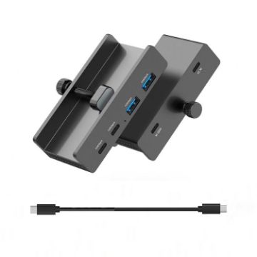 HCL-2A2C-Pro Aluminum Dual USB & Type-C Clamp Hub - Black - 1