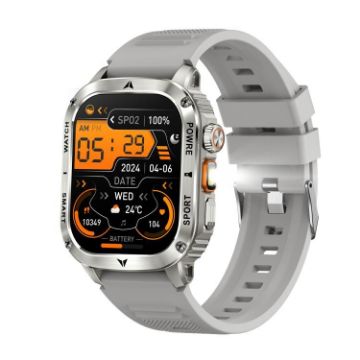 AK80 BT Call Smart Watch - Blood Oxygen/Pressure/Heart Rate Tracker (Grey) - 1