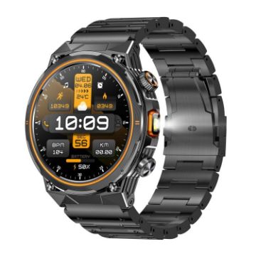 AK81 BT Call Smart Watch, Blood Pressure/Heart Rate Monitor, Black Steel - 1