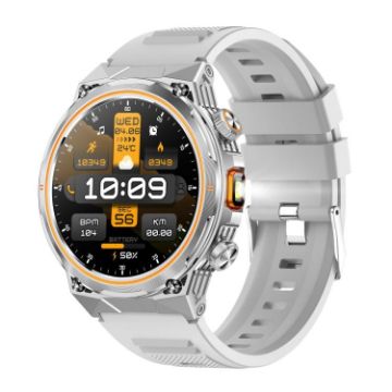 AK81 BT Call Smart Watch, Blood Pressure/Heart Rate Monitor, Silver Silicone - 1