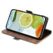 Redmi Note 14S 4G Leather Phone Case - Light Brown & Green Contrast - 4