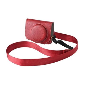 Canon G7 X Mark III Retro Red Leather Camera Case Bag with Strap - 1