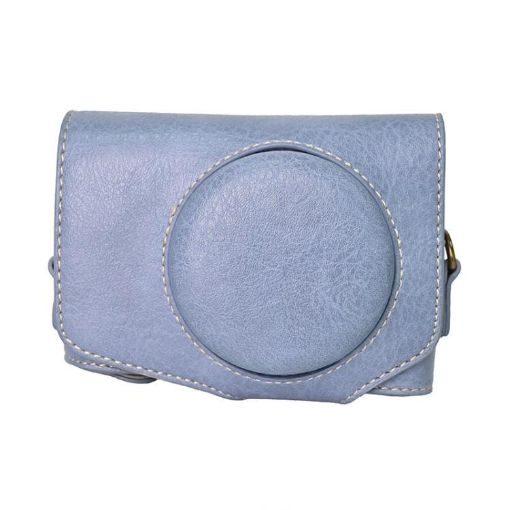 Canon PowerShot SX740 HS Blue Leather Camera Case Bag with Strap - 1