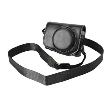 Canon G7 X Mark III Retro Leather Camera Case Bag with Strap (Black) - 1