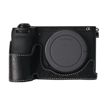 Sony ILCE-6700/A6700 Litchi Texture PU Leather Camera Half Case Black - 1