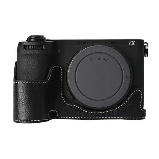 Sony ILCE-6700/A6700 Litchi Texture PU Leather Camera Half Case Black - 1