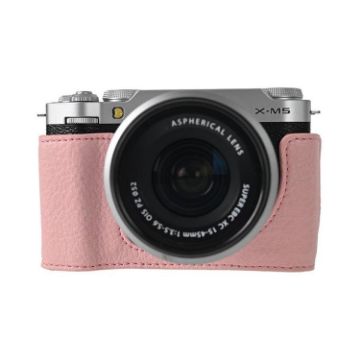 FUJIFILM X-M5 Pink Litchi Texture PU Leather Camera Half Case Base - 1