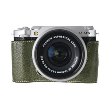 FUJIFILM X-M5 Green Litchi Texture PU Leather Camera Half Case Base - 1