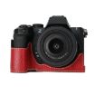 Nikon Z50II Wine Red Litchi Texture PU Leather Camera Half Case Base - 1