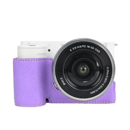 Sony Alpha ZV-E10 II/ZV-E10M2 Purple Litchi Texture PU Leather Camera Case - 1