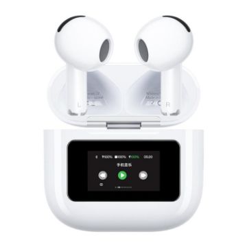 WK WS-27 Liton Series Wireless Earbuds with Smart Screen - White - 1