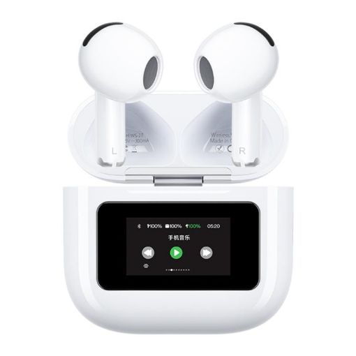 WK WS-27 Liton Series Wireless Earbuds with Smart Screen - White - 1