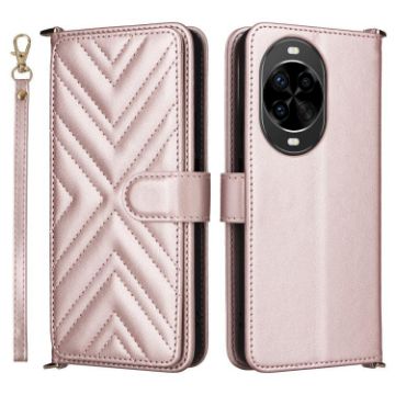 Huawei nova 14 Ultra 5G Leather Phone Case with 6 Card Slots & Strap Pink - 1