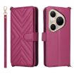 Huawei Pura 80 Ultra 5G Leather Phone Case with 6-Card Slots, Rose Red - 1